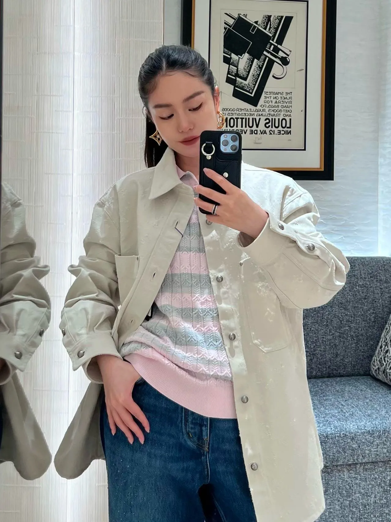 Louis Vuitton/Louis Vuitton presbyopic needle-punched denim shirt jacket
